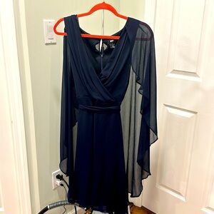 stunning navy blue DKNY dress is incredibly flattering!